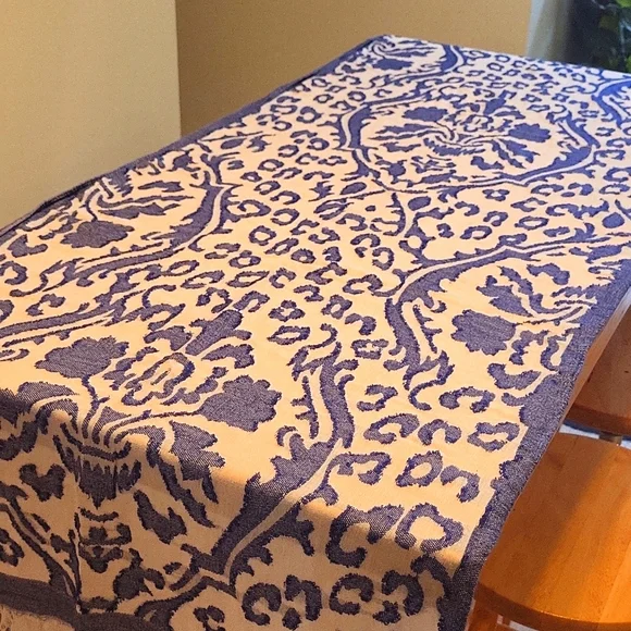 Blue & White Cotton Scarf Wrap Shawl Frayed - Picture 3 of 6